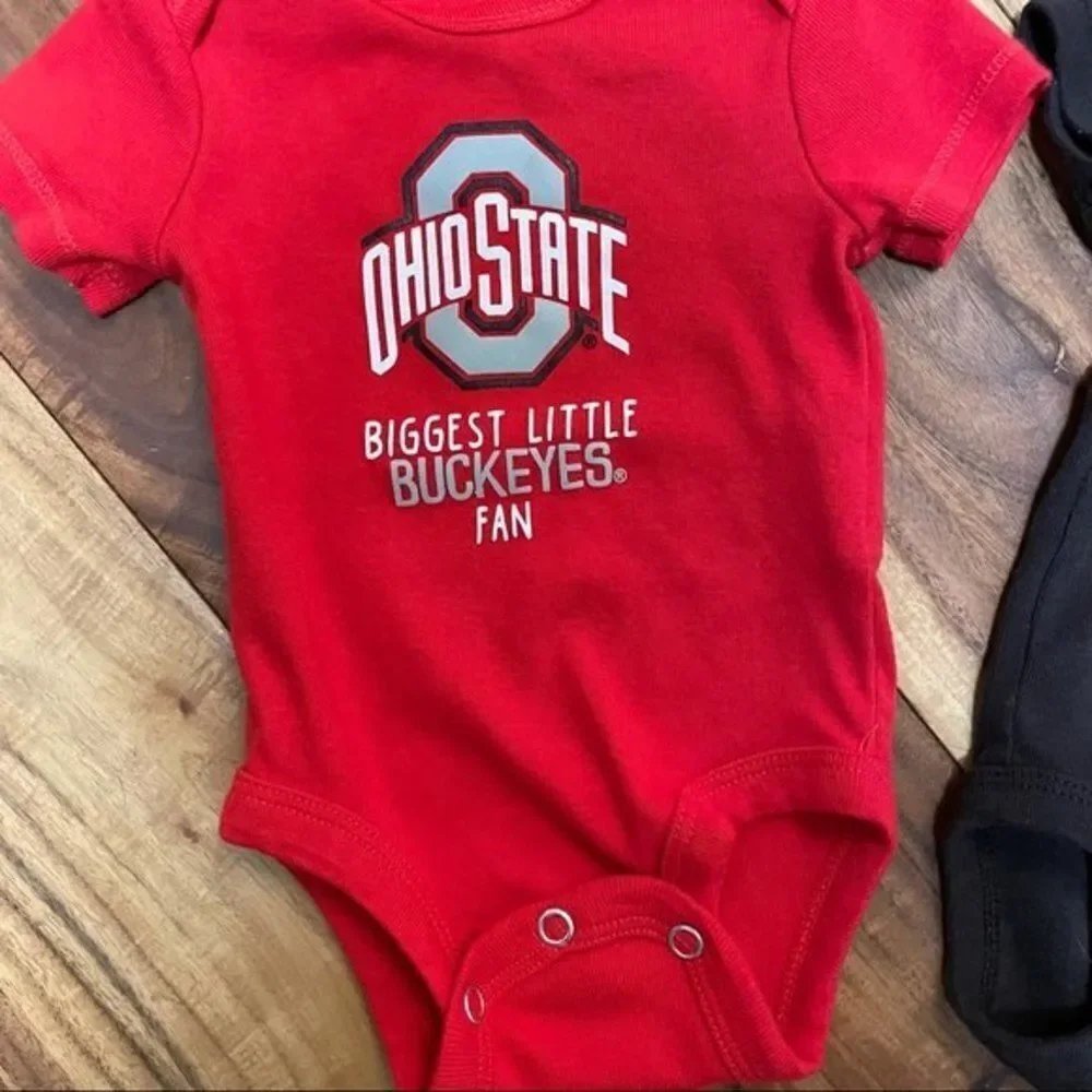 Ohio State and Cleveland browns newborn onesies